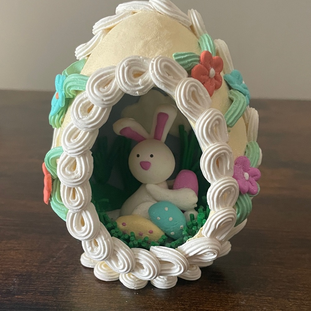 Decorative Easter Egg with Bunny and Flowers